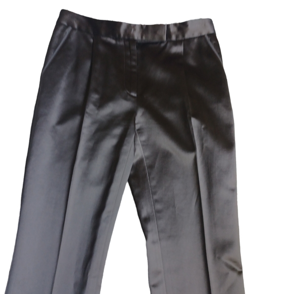 Salvadore Ferragamo Womens Chocolate Brown Straight Flat Pants Glossy Size 40 - Picture 4 of 10